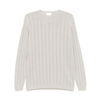 Scaglione Round-neck Knitwear, male, White, Size: M Usl053 Round-neck Knitwear