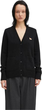 Maison Kitsun&eacute; Truien & Vesten, Dames, Zwart, S, Wol, Baby Vos Patch Vest