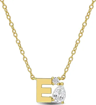 Mimi & Max 3/4ct TGW Created White Sapphire Q Initial Necklace Yellow Plated Sterling Silver