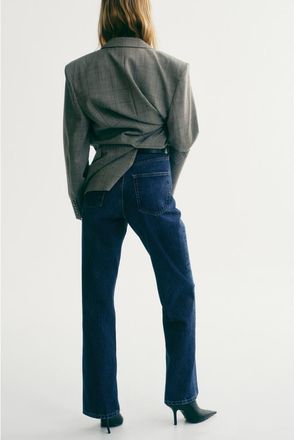 H&M Straight high jeans in Dark Denim Blue at Nordstrom, Size 18