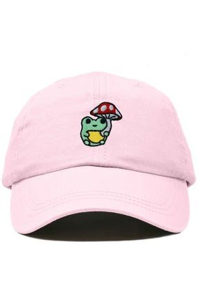 Dalix Mushroom Frog Embroidered Hat in Washed Pink at Nordstrom