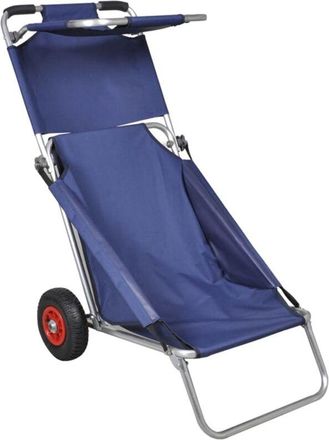 vidaXL Carrito De Playa Port&aacute;til Y Plegable Con Ruedas Azul Vidaxl