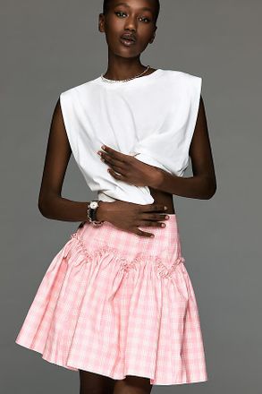 Mare Mare Basque-Waist Plaid Mini Skirt