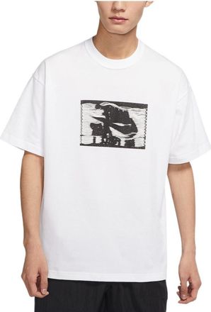 Nike Mens Nike Alphabet Logo Pattern Printing Round Neck Pullover Short Sleeve White T-Shirt DR5758-100