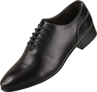 Generic Mens Dress Leather Shoes Classic Patent Lace-ups Oxfords Pointed Toe Leather Shoe Block Heel Non Slip Causal Low Top Footwear for Casual Business Even