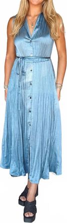 Current Air Sleeveless Maxi Dress With Tie In Blue