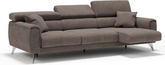 Divani.Store Divani.store - Caravaggio Sof&aacute; De 3 Plazas Extensibles Con Reposacabezas Ajustables En Tejido Impermeable 244 Cm Marr&oacute;n