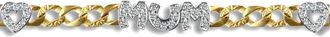 Jewelco London 9ct 2-Colour Gold CZ MUM Venezia Love Curb 6mm Bracelet - JBB212