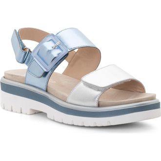 Ara Marbella Slingback Platform Sandal in Silver/Sky Blue at Nordstrom, Size 9.5-10Us