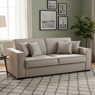 Dmora Talamo Italia - Divano Letto 3 Posti Asteroide, Sof&agrave; Soggiorno Apertura Girevole, Tessuto Imbottito, Braccioli Standard, 100% Made In Italy, Cm 220x95