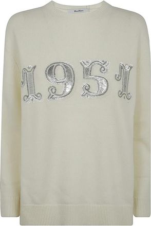 Max Mara Round-neck Truien - Dames - Ronde hals truien - Wit - M - Truien & Vesten