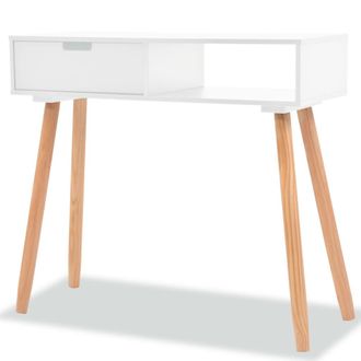 vidaXL Vidaxl - Mesa Consola De Madera Maciza De Pino Blanca 80x30x72 Cm