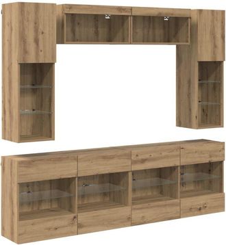 vidaXL TV Wall Cabinet Set with LED 6 pcs Artisan Oak Engineered Wood vidaXL