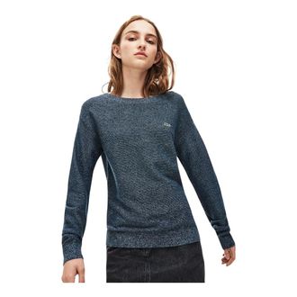 Lacoste Blauwe Trui Casual Chic Stijl - Dames - Ronde hals truien - Blauw - 2XL - Katoen - Truien & Vesten