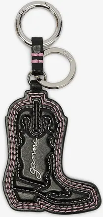 Ganni Pink Western Boot Keyring in Black