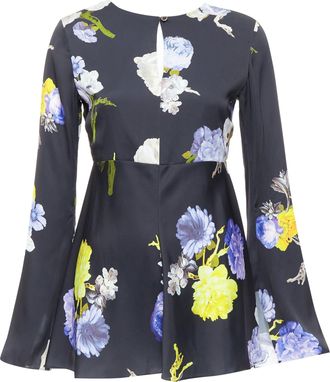Acne Studios Bahari Floral Silky Flare Cut Out Top