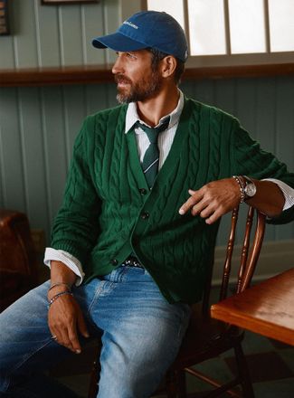 Le 31 Mens Cable-knit Cardigan Sweater