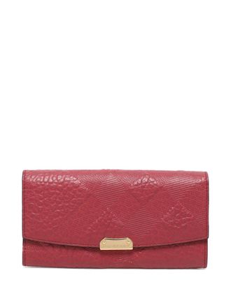 Burberry Leren portemonnee met reli&euml;f - Rood