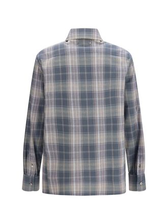 Golden Goose Mens Journey Checked Shirt Balsam Green - Faded Cognac Cotton