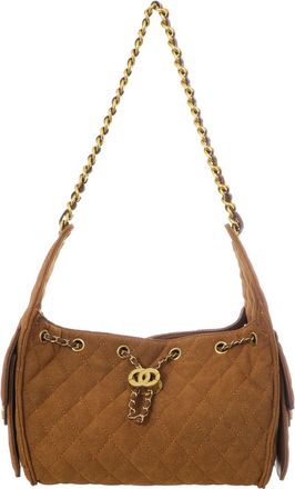 Adornia Brown Quilted Bag with Chain Strap and Side Pockets