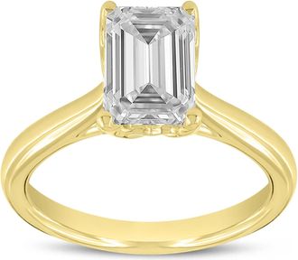 LuvMyJewelry Rahina 14K Yellow Gold Emerald Lab Grown Diamond Solitaire Engagement Ring - 1.5 Ct