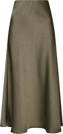 Neo Noir Elegante Satijnen Rok Koud Groen - Dames - Midirokken - Groen - XL - Satijn - Rokken