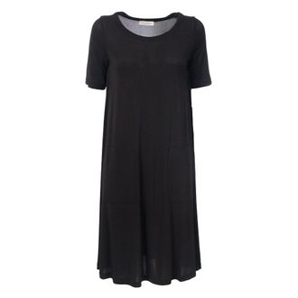 Le Tricot Perugia Korte Mouw Jurk Zachte Pasvorm - Dames - Korte kleedjes - Zwart - S - Kleedjes