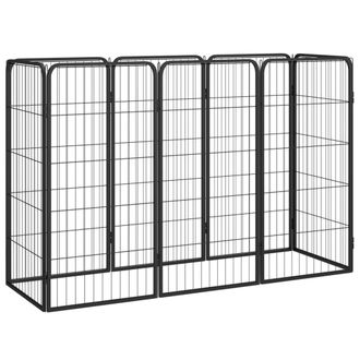 vidaXL Jaula Perros 8 Paneles Acero Recubierto Polvo Negro 50x100 Cm Vidaxl