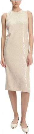 Marella Jurken > Overdag jurken > Midi jurken - Dames - Feestkleedjes - Beige - S - Kleedjes