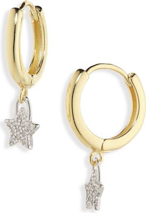 Argento Vivo Two-Tone Cubic Zirconia Star Drop Huggie Hoop Earrings in Gold/Silver at Nordstrom Rack