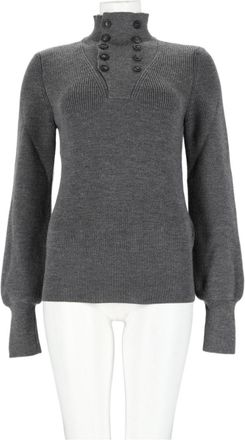 Paloma Wool Grey Buttoned High Neck Merino Wool Sweater