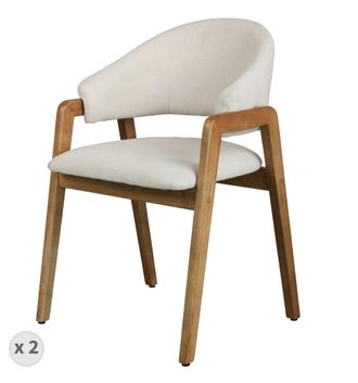 Moloo Silla de tela color crudo y fresno macizo natural (x2)