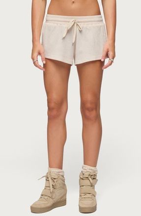 Edikted Baila Waffle Knit Drawstring Shorts in Stone at Nordstrom, Size X-Small