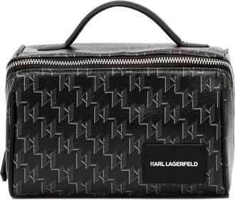 Karl Lagerfeld Trousse da bagno con monogramma e manico - Nero