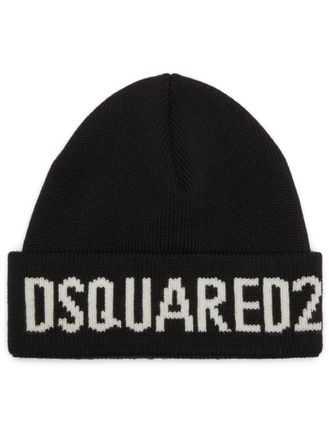 Dsquared2 Knitted Wool Hat With Wide Brim