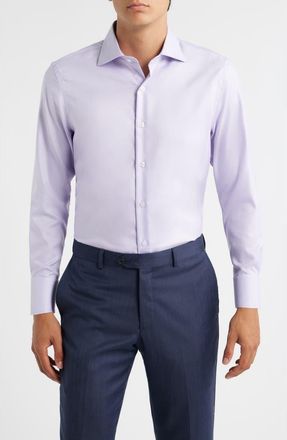 Zanetti Trim Fit Textured Cotton Dress Shirt in Lavender at Nordstrom Rack, Size 14.5 - 32/33