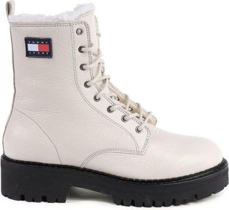 Tommy Hilfiger Beige Leather Ankle Womens Boots