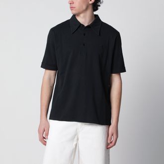Maison Margiela Black cotton polo shirt