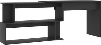 vidaXL Escritorio De Esquina Madera Contrachapada Gris 200x50x76 Cm Vidaxl