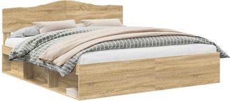 vidaXL Bed Frame with Headboard Sonoma 200 x 200 cm Solid Pine Wood vidaXL