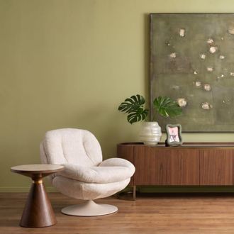 Kare Design Mesa auxiliar de MDF marr&oacute;n y beige &Oslash;50 cm