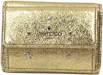 Jimmy Choo London Gold Silver Metallic Gold Leather Wallet (Tri-Fold) (Pre-Owned)