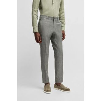 HUGO BOSS C-Genius Slim-fit Pantalon - Heren - Slim Fit Broeken - Beige - 2XL - Linnen - Broeken