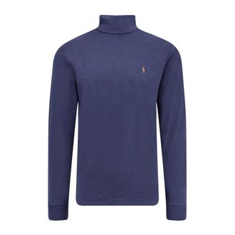 Polo Ralph Lauren Turtlenecks, male, Blue, Size: XL Embroidered Logo Sweaters Classic Fit