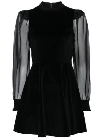 Alice & Olivia Jurk met pofmouwen - Zwart