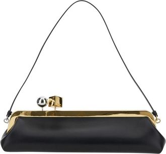 Jacquemus La Pochette Salon Black Shoulder Bag With Kiss-Lock Closure And Removable Shoulder Strap In Leather Woman