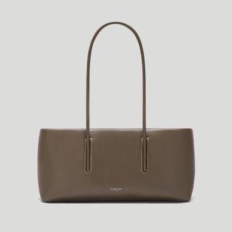 DeMellier Rebecca Donaldson x The Stockholm Shoulder in Dark Sage Fine Grain Ecru Stitching Leather Shoulder bag