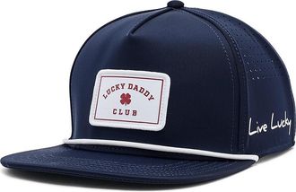 Black Clover Lucky Daddy Adjustable Hat Baseball Caps Navy Hat/White Rope/Woven Patch, Nylon/Spandex