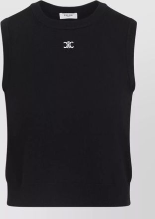 Celine knitwear vest sleeveless design ribbed hem