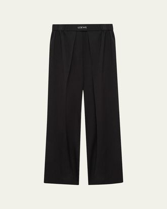 Loewe Logo Waist Asymmetric Pleated Pants